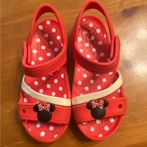 Crocs Minnie Mouse sandals size 12 children red & white velcro strap slip on